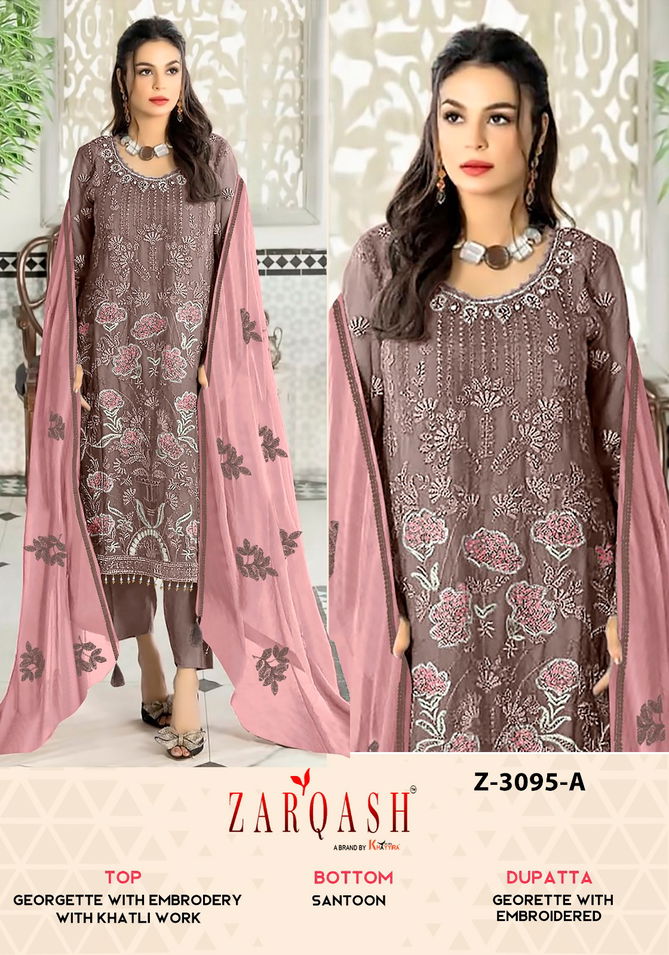 Z 3095 Zarqash Embroidery Georgette Pakistani Suits Exporters In India